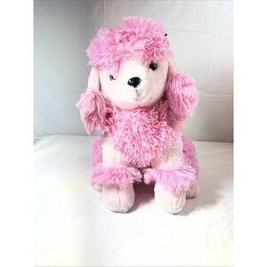 Pink Poodle Dog 14" Plush Pink Ear Bows Pink Sparkle Eyes Stuffed Animal Toy
